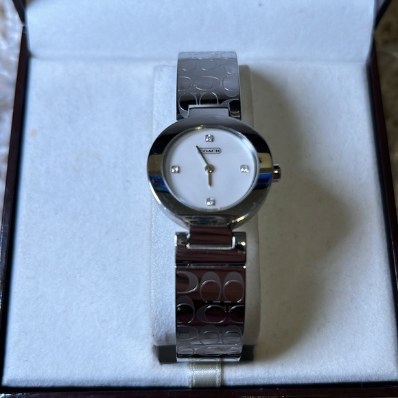 Coach Stainless Steel Bangle Watch with Engraved Signature "C" Logo - Picture 2 of 4